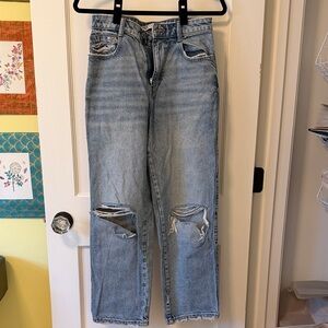 Zara Light Blue Distressed Boyfriend Jeans